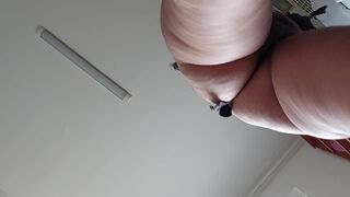 Sexy amateur wife prepares breakfast naked in the kitchen.