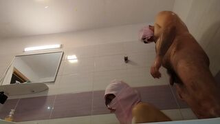 Amateur couple takes a bath, wife with hairy pussy, big ass, big tits.
