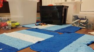 Sexy mom cleans the house naked.