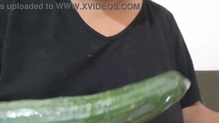 Watch Karmica, the chubby amateur from Malasia, play with her hairy pussy and cucumber