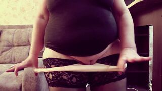 Milf Big Tits tries on new panties & reveals her plump ass & natural tits up close - 10 image