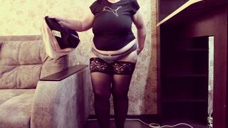 Milf Big Tits tries on new panties & reveals her plump ass & natural tits up close - 3 image
