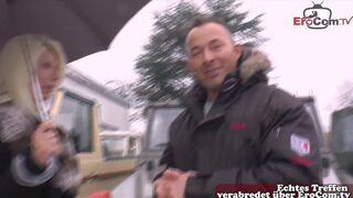 German MILF Sabrina Maus seduces skinny blonde for public street sexcapade with Harald Schmidt