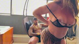 Cleo Cadillac & Arcanjo Negro get down and dirty with a black guy's hard cock in public lingerie - 3 image