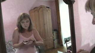Konstanzia's solo play: Sexy MILF fingers her shaved pussy, has a strong orgasm, and squirts like a fountain