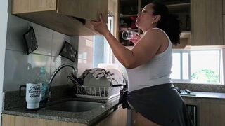 Milfcaliente692, the curvy ebony employee, takes a rough dildo pounding and a sticky load - 1 image