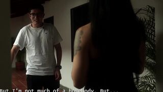 Goth stepmom with big ass & wet pussy takes on stepson's hard cock from behind! - 1 image