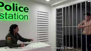 Curvy Colombian MILF cop Kylei Ellish fucks nerd boy at the station & he cums inside her tight pussy!