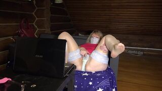 A older housewife in nylons and a short suit shows off her corpulent figure in a intimate sex chat. This Babe shakes her soaked PAWG in pants, shakes her large bazookas and overweight abdomen. Homemade fetish. - 3 image