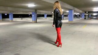 blond in leather panties and red leather boots - 15 image